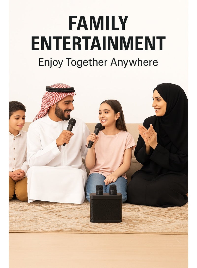 Mini Karaoke Machine with Bluetooth Speaker and 2 Wireless Microphones, Portable Home Karaoke System - Image 3